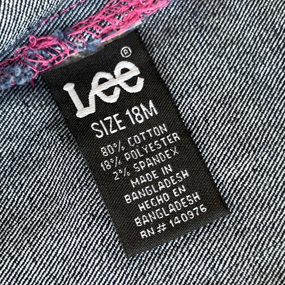 Vintage Y2K Lee Jeans Baby Girl Denim Vest, Rhinestone Buttons, Pink Stitching - Picture 11 of 12